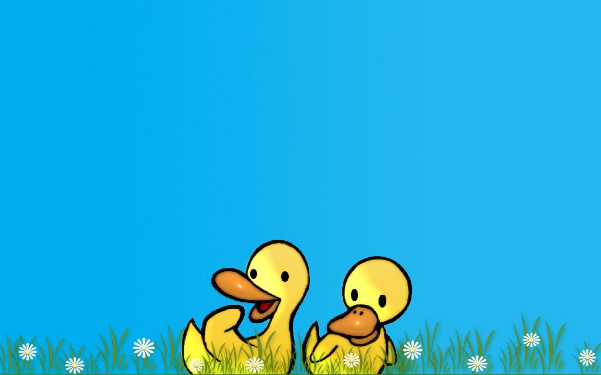 Hình nền PowerPoint hai chú vịt con vàng óng