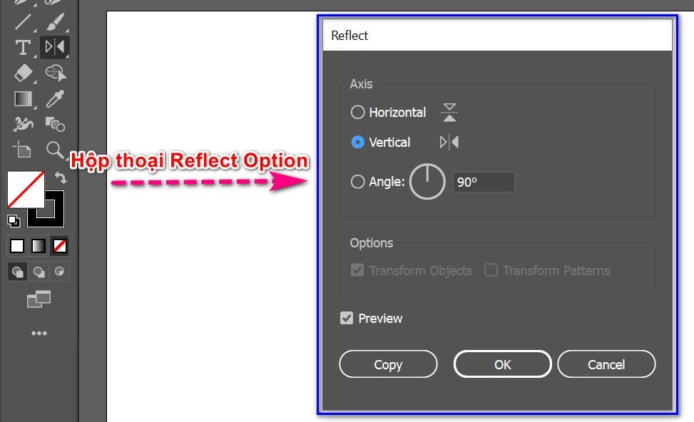 hộp thoại reflect option