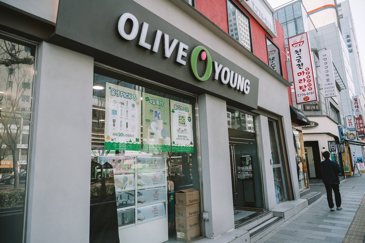 Storefront of an Olive Young store
