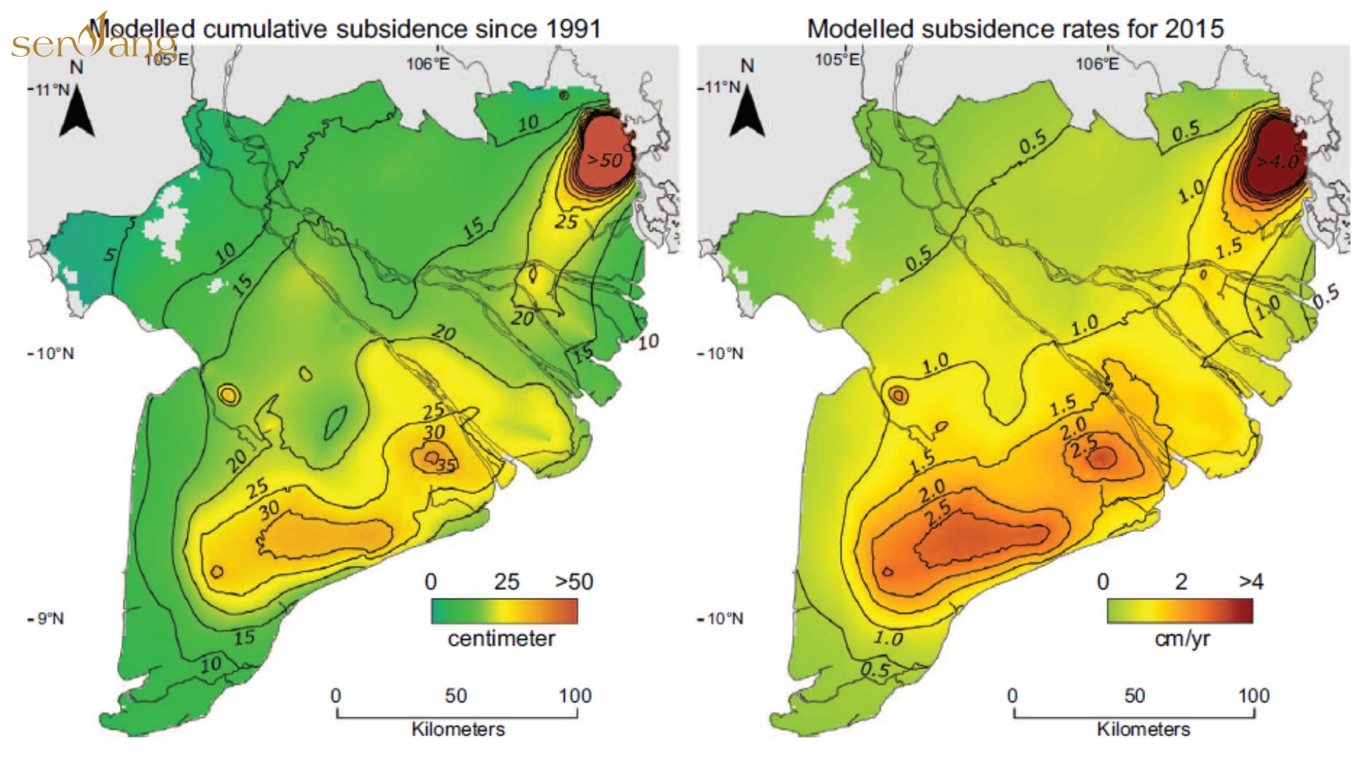 Tốc độ sụt lún ĐBSCL do khai thác nước dưới đất