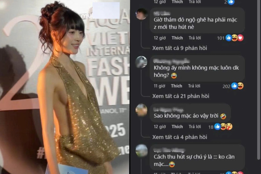 Hoa hậu suýt lộ ngực trên thảm đỏ thời trang ở Hà Nội gây tranh cãi - 3