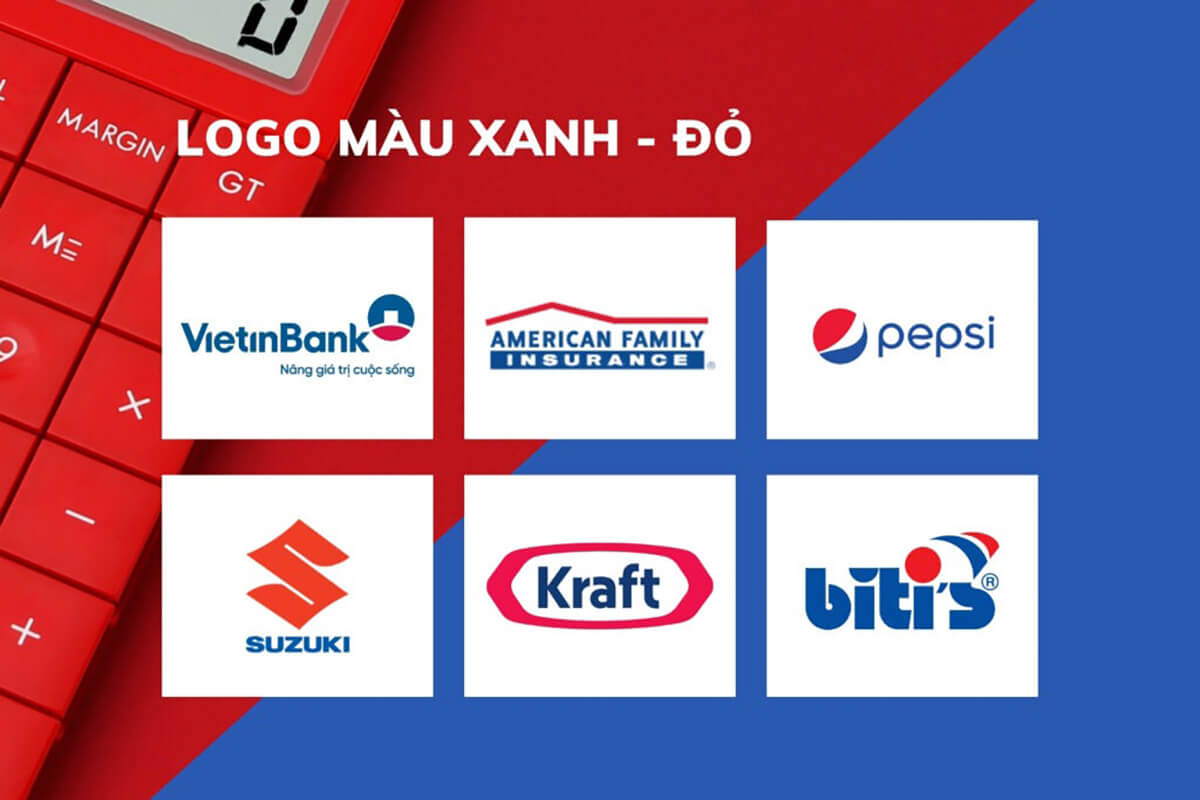 Logo màu xanh nước biển và màu đỏ