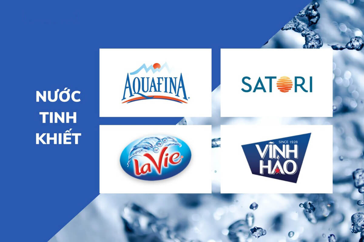 Logo màu xanh của nước uống đóng chai