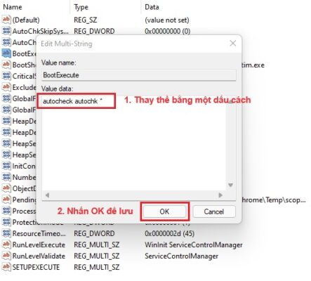 tat check disk bang registry editor