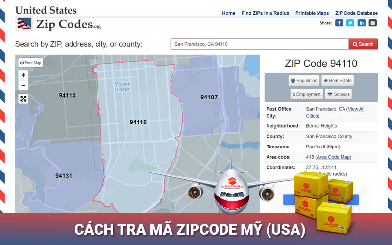 Mã Zip Code các Tiểu bang ở Mỹ