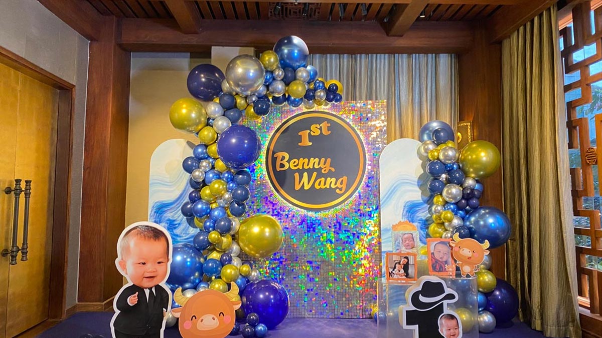 Background sinh nhật cho bé trai sang trọng