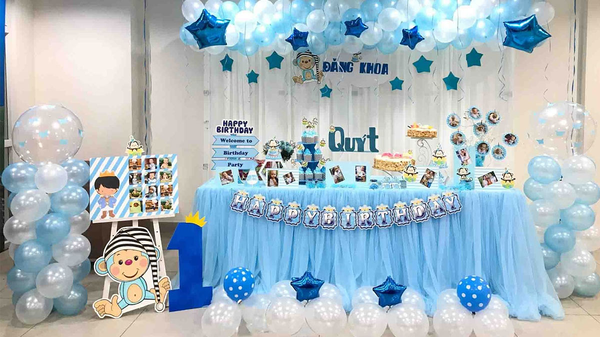 Background sinh nhật màu xanh dương