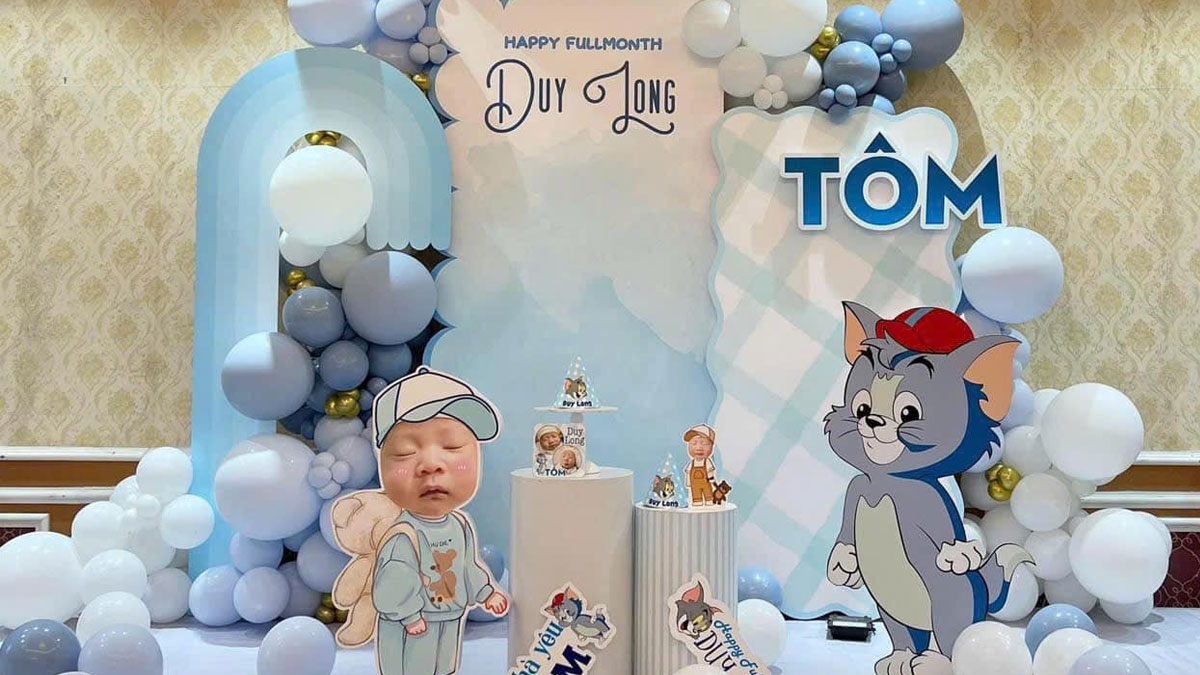 Background sinh nhật ấn tượng màu xanh dương