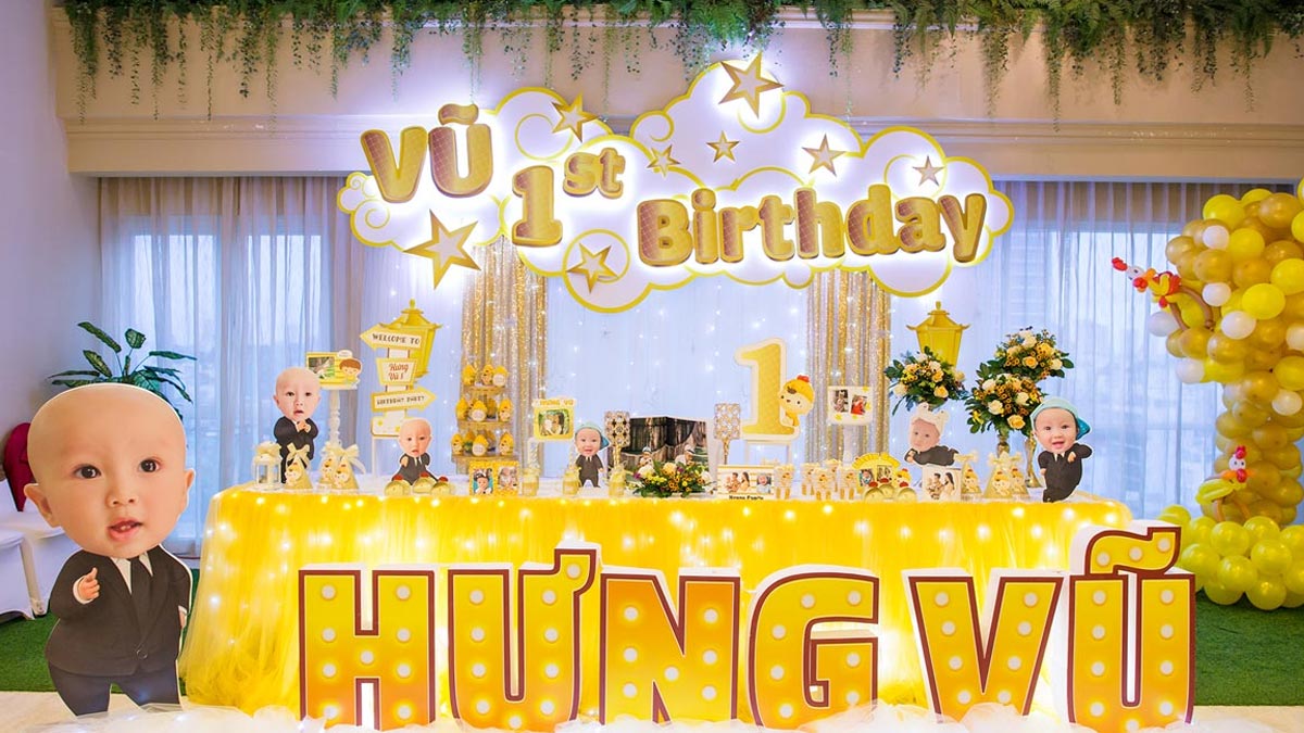 Background sinh nhật màu vàng ấn tượng