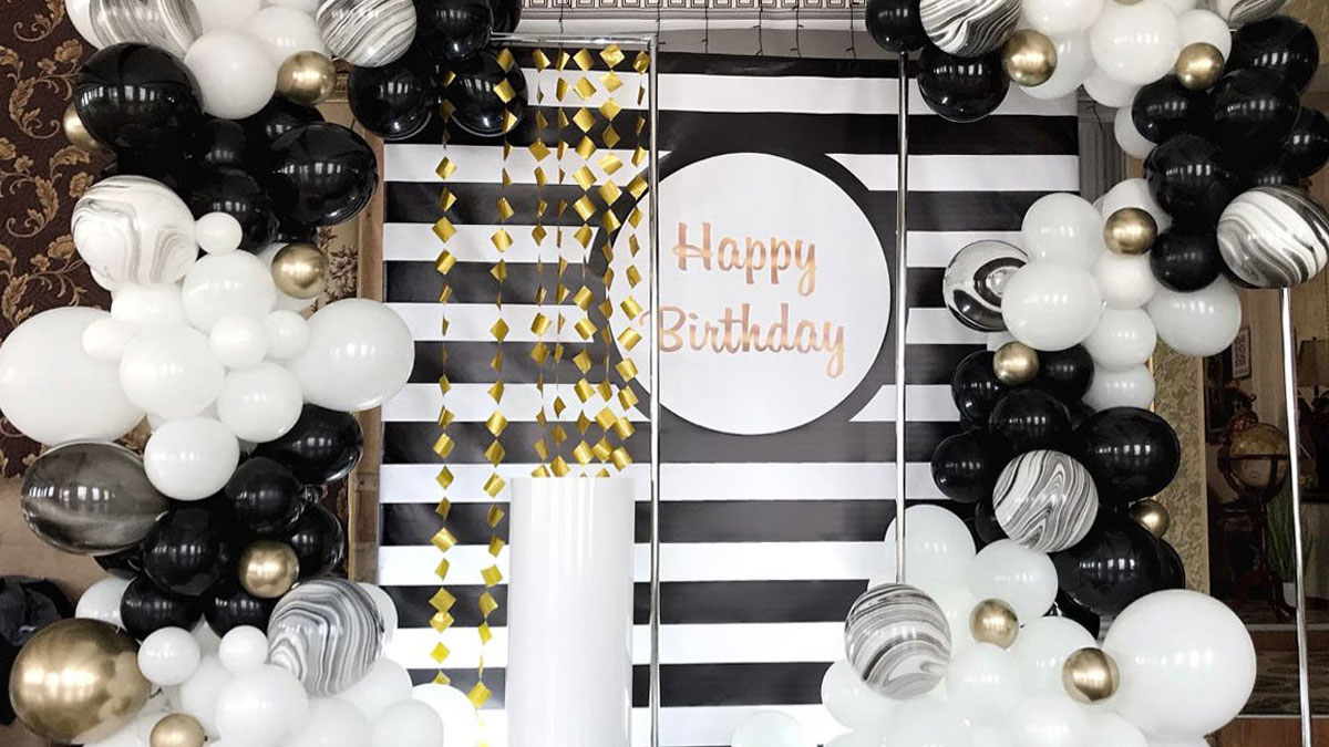 Background sinh nhật màu đen hiện đại ấn tượng