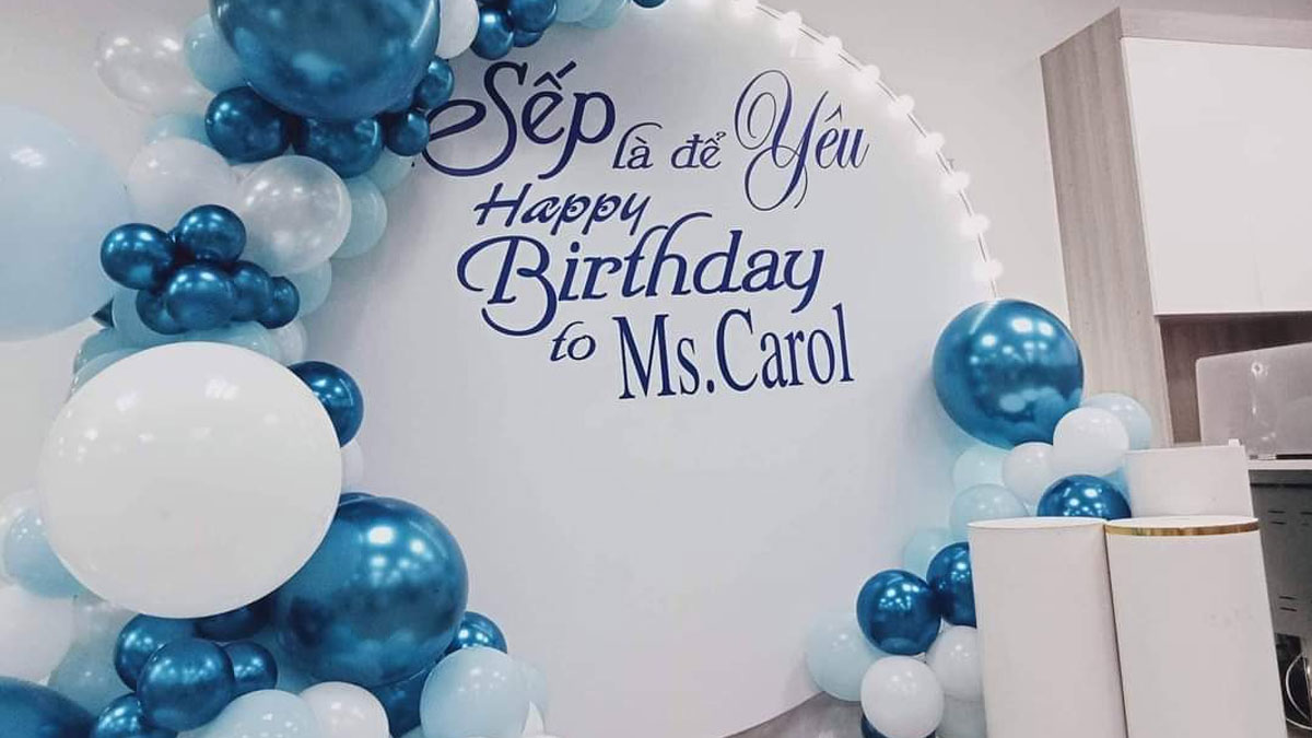 Background sinh nhật tone xanh trắng sang trọng