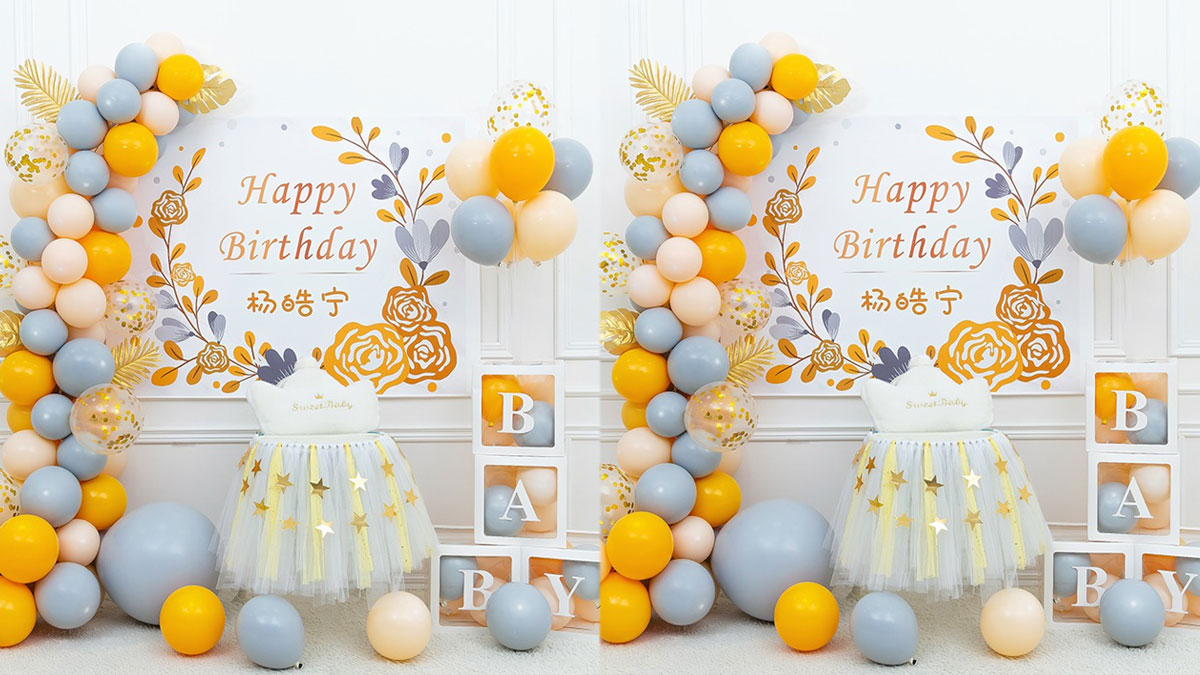 Background sinh nhật nhẹ nhàng với bóng bay