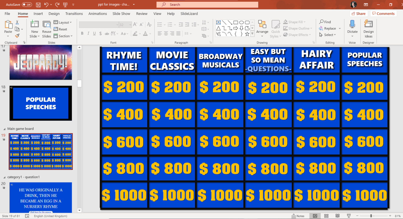 Jeopardy! PowerPoint Template for fun Quiz nights