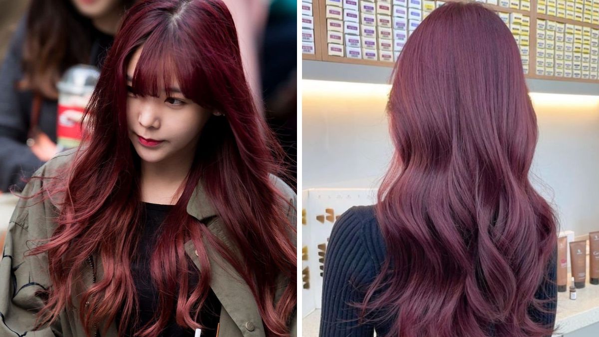 Tóc màu nâu đỏ tím dịu dàng, rạng rỡ