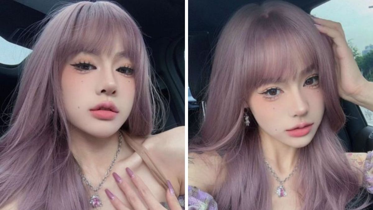 Tóc màu nâu tím ngọt ngào dễ thương