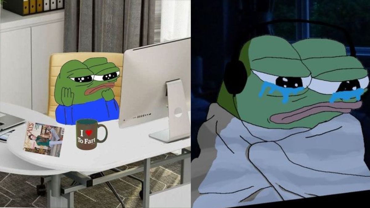 Hình ảnh meme ếch xanh khóc cute