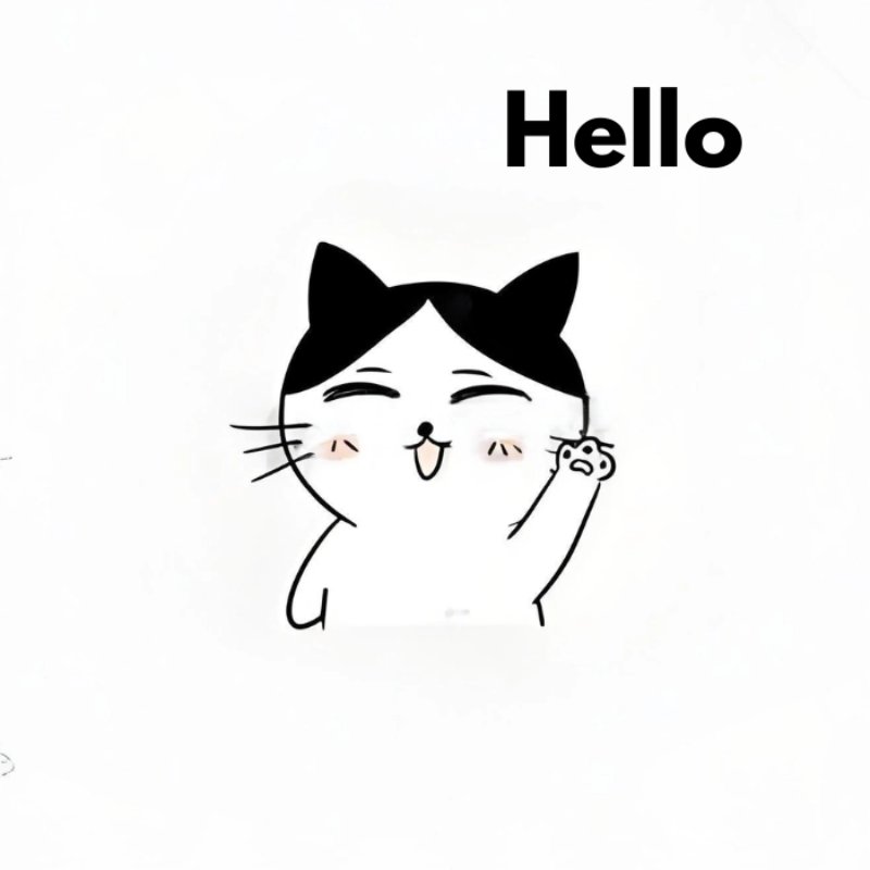 Meme chú mèo chibi xin chào