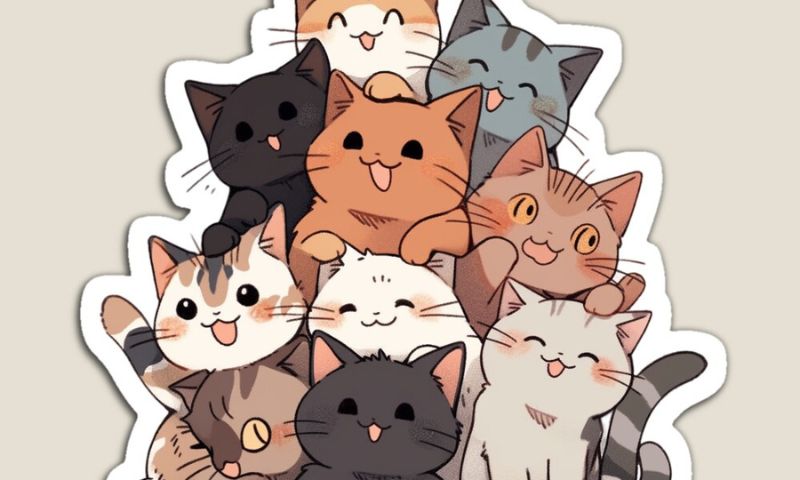 sticker mèo cute