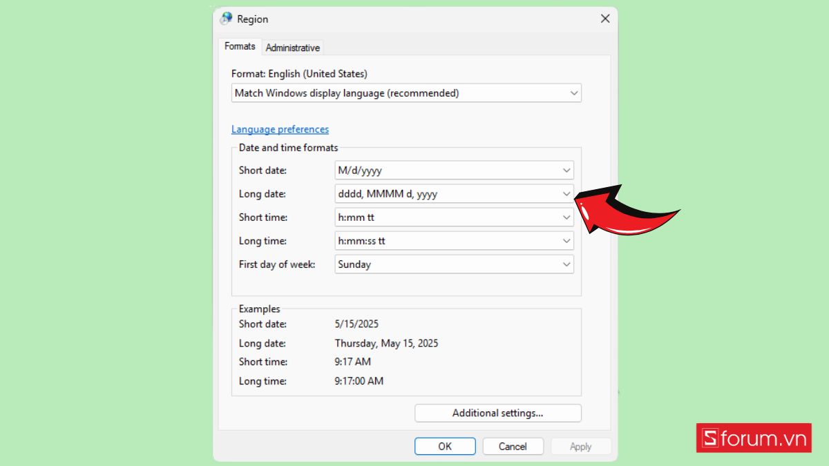 Chỉnh định dạng dd/mm/yyyy bằng Control Panel bước 4