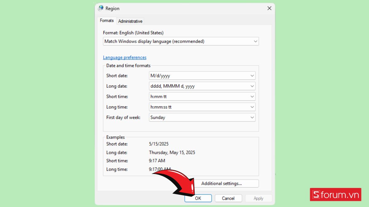 Chỉnh định dạng dd/mm/yyyy bằng Control Panel bước 5