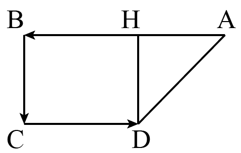 Một người lái ô tô đi thẳng 6 km theo hướng tây, sau đó rẽ trái đi thẳng theo hướng nam 4 km rồi quay sang hướng đông 3 km. Xác định quãng đường đi được
