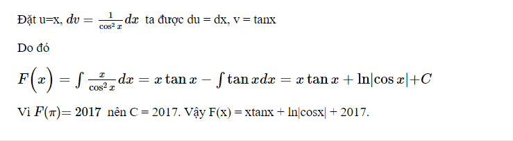 Tính nguyên hàm của tanx