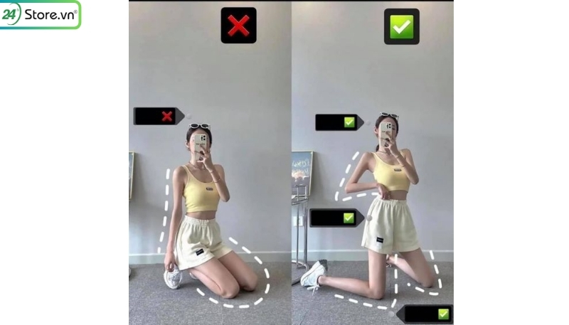 tạo dáng trước gương