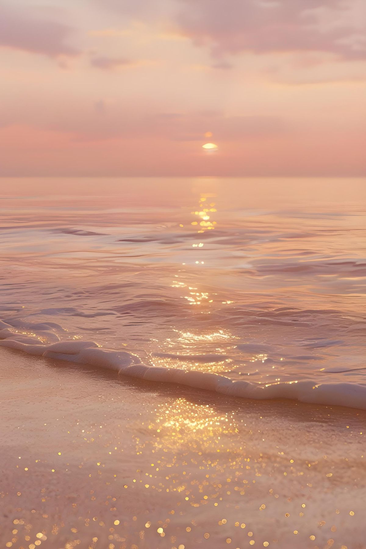 Mặt biển nhuốm màu vàng của hoàng hôn