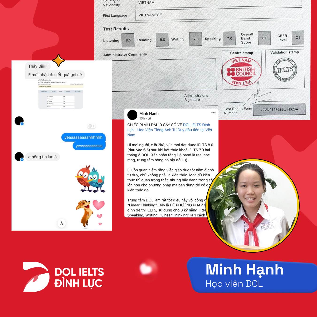 Nữ sinh 2K8 chinh phục IELTS 8.0 chỉ sau 2 tháng học tập cùng phương pháp Linearthinking