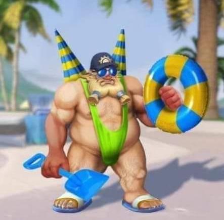 Grakk Tiệc Bãi Biển với vũ khí là cây xẻng rất dị.