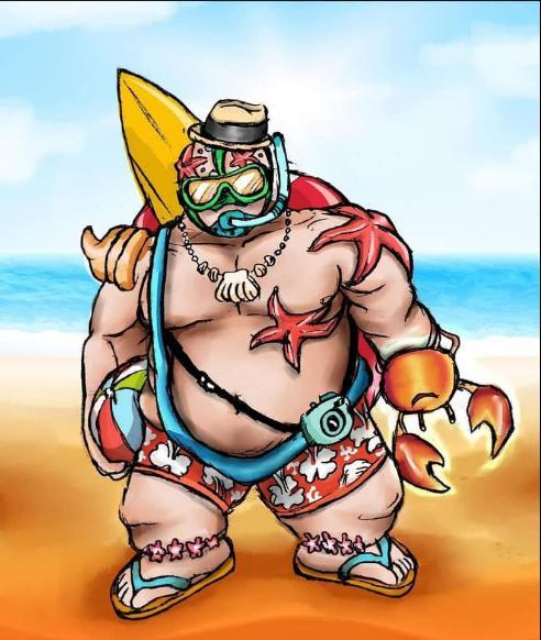 Grakk Tiệc Bãi Biển với xích kéo được cách điệu thành đầu cua.