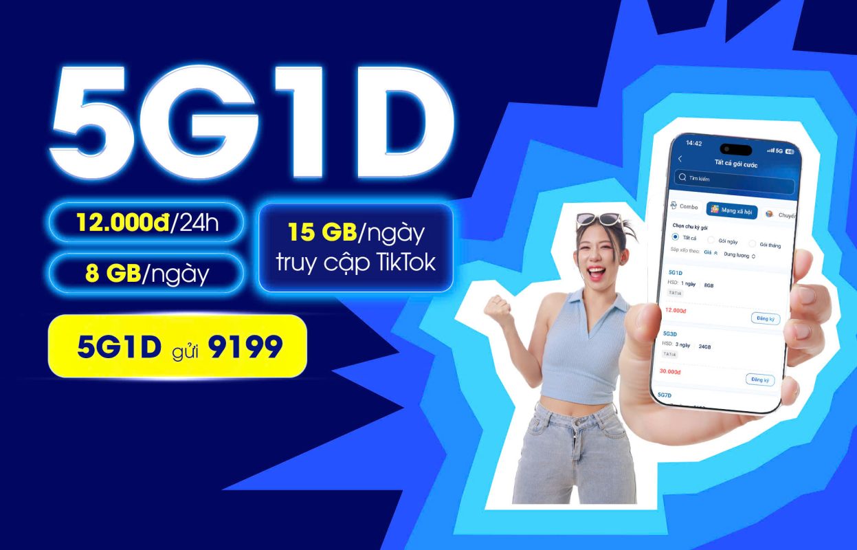 MobiFone - 5G1D – Data rủng rỉnh, lướt mạng 24h siêu đỉnh