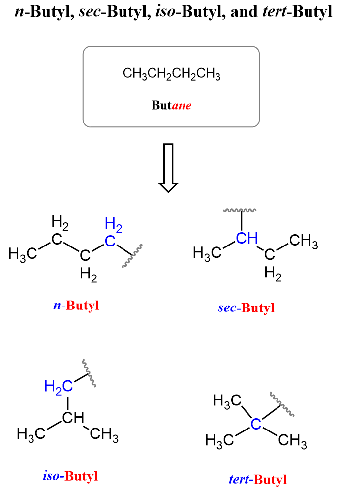 n-Butyl, sec-Butyl, iso-Butyl, and tert-Butyl