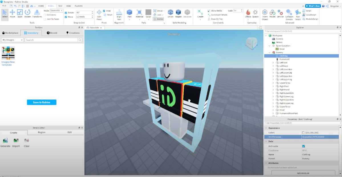 seeing shirt on dummy in real time