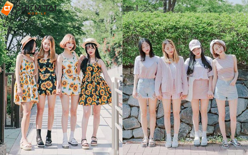 Hình ảnh 4 người bạn thân nữ biểu cảm đồng bộ 