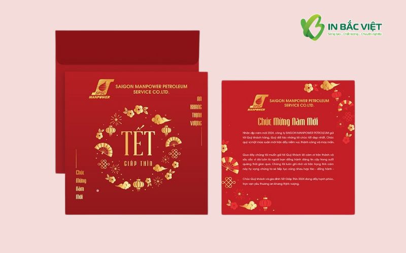 Mẫu thiệp Tết đỏ vàng phù hợp in theo đúng đối tượng để tối ưu chi phí