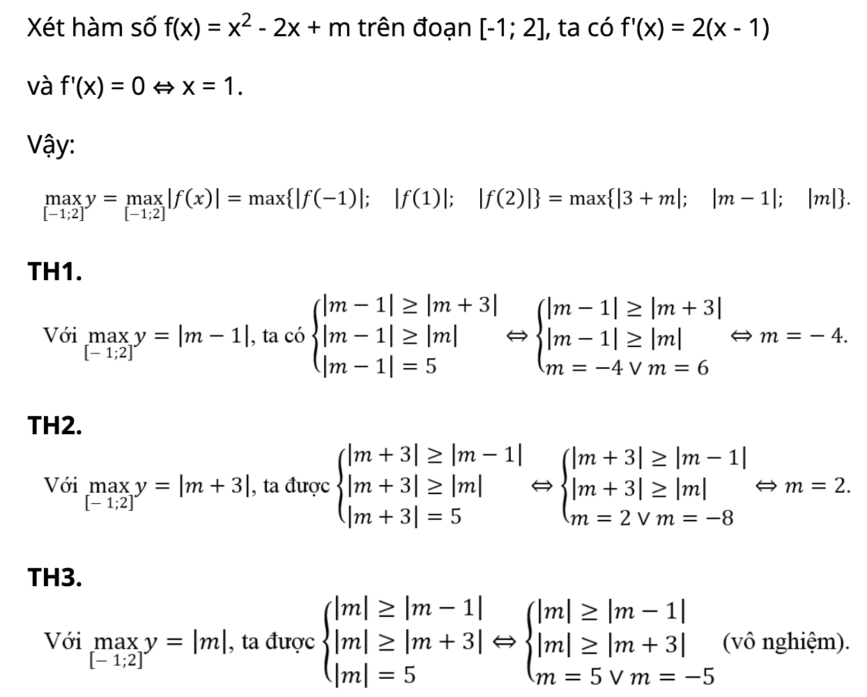 Tìm m để hàm số đạt giá trị lớn nhất trên đoạn (lời giải bài 5)