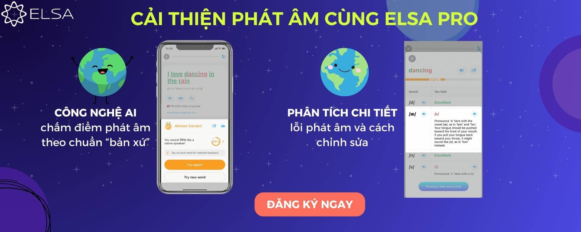 Học trọng âm của từ có 3 âm tiết cùng ELSA Speak