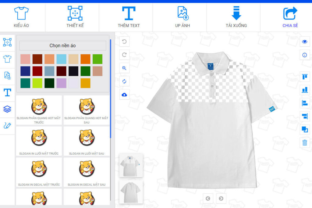 Giao diện của thiết kế áo lớp.vn khá bắt mắt dễ dàng cho các bạn sử dụng