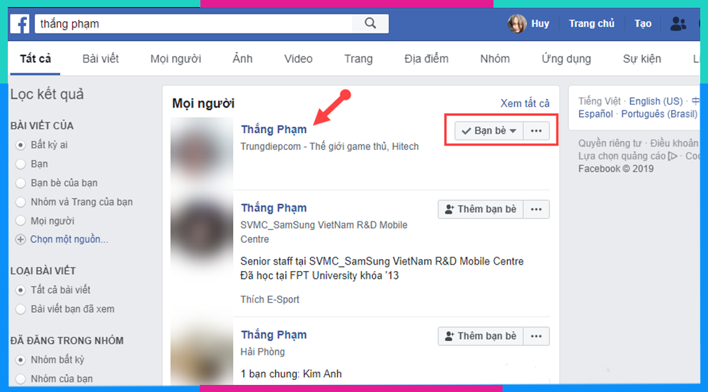 xoá bạn facebook