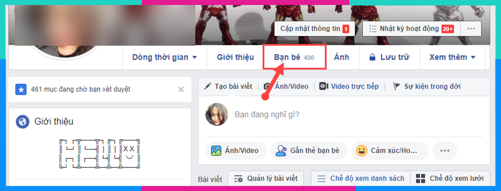 danh sách bạn bè fb