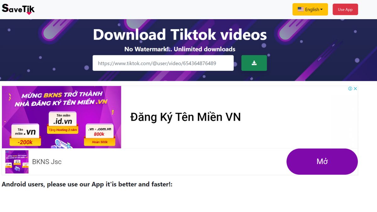 cách xóa logo trên video Tiktok bằng Savetik, bước 1