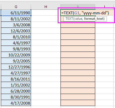 Convert date to yyyy-mm-dd format with formula