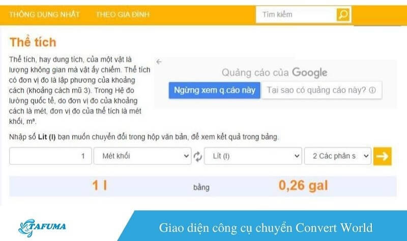 Công cụ chuyển đổi từ m3 sang lít