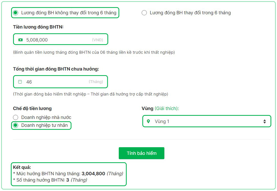 Cách tính BHTN trực tuyến trên trang web TopCV