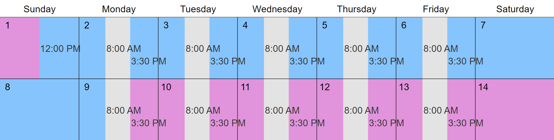 8/6 Child Custody Schedules and Visitation Options