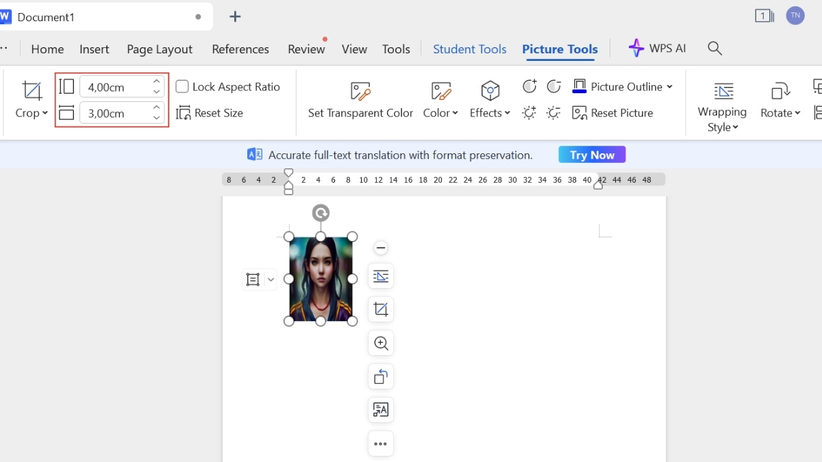 Cách tạo kích thước ảnh 3x4 trong Word