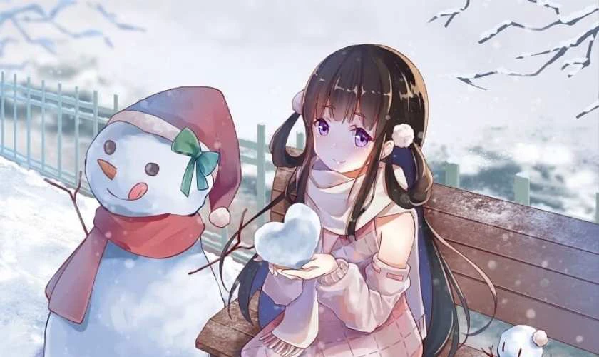 Hình nền anime chibi Giáng sinh trên máy tính