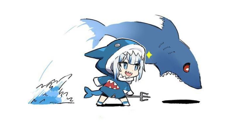 Ảnh cá mập cute phong cách anime đáng yêu và mạnh mẽ