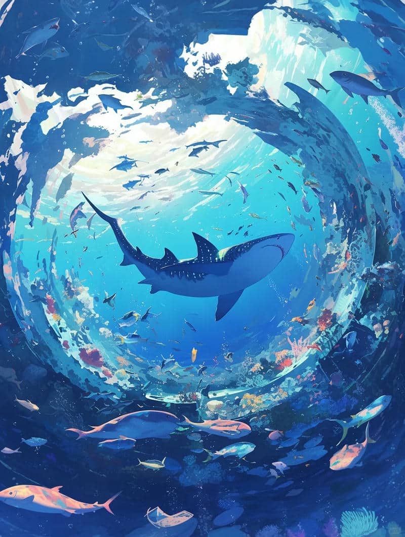 Hình vẽ cá mập cute dễ thương